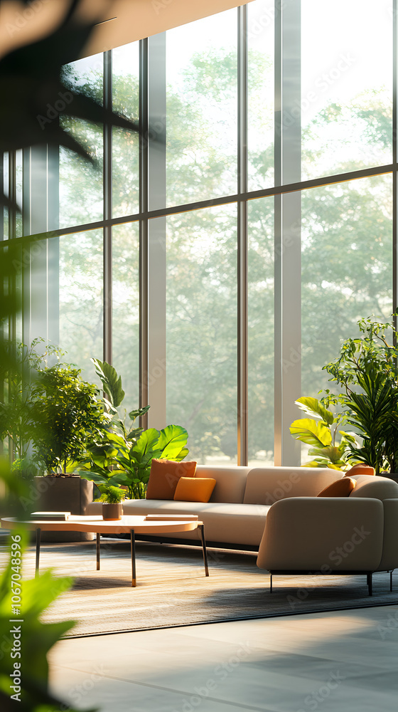 Elegant Corporate Lounge in Open Space with Comfortable Seating Elegant Corporate Lounge in Open Space with Comfortable Seating
