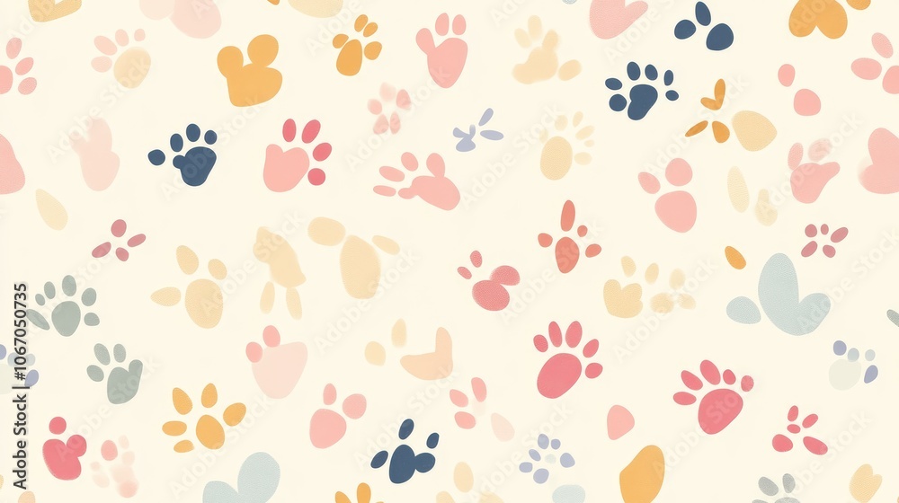 Charming background featuring cute animal footprint doodles scattered across a soft, pastel backdrop, creating a whimsical and playful design. Charming background featuring cute animal footprint doodles scattered across a soft, pastel backdrop, creating a whimsical and playful design.