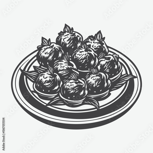 Pakoras Silhouette Vector Illustration Isolated On White Background Perfect for Food Art and Design Projects