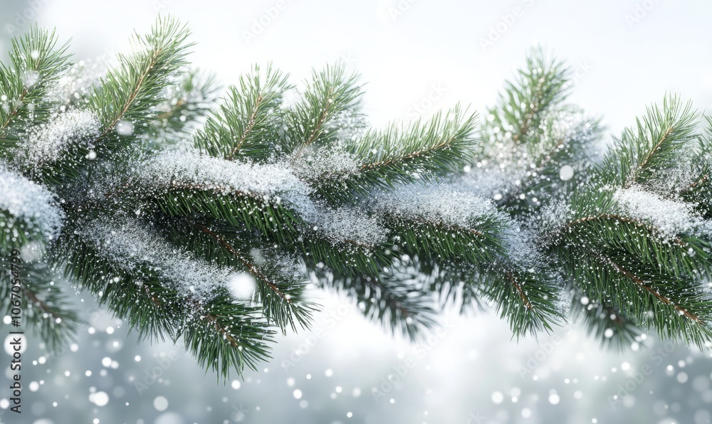 Glittering texture of a snow-dusted evergreen garland, with its soft needles and sparkling snow adding to the festive ambiance Glittering texture of a snow-dusted evergreen garland, with its soft needles and sparkling snow adding to the festive ambiance