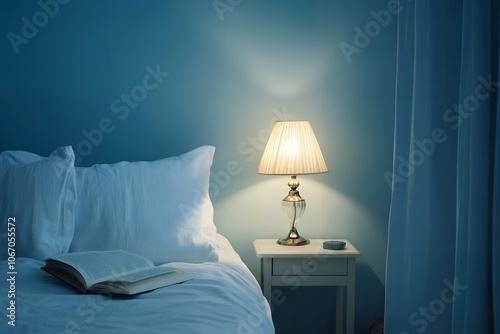 夜のリラックスしたベッドサイド読書空間 | Relaxing Bedside Reading Space at Night