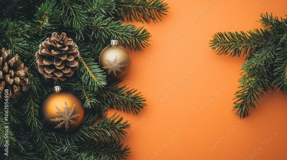 Christmas tree adorned with pine cones, festive holiday decor. Christmas tree adorned with pine cones, festive holiday decor.