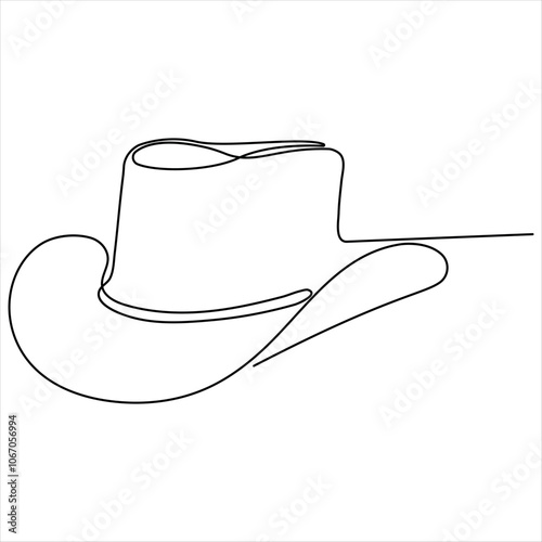 Single line continuous drawing of cowboy hat simple cowboy hat line art vector illustration