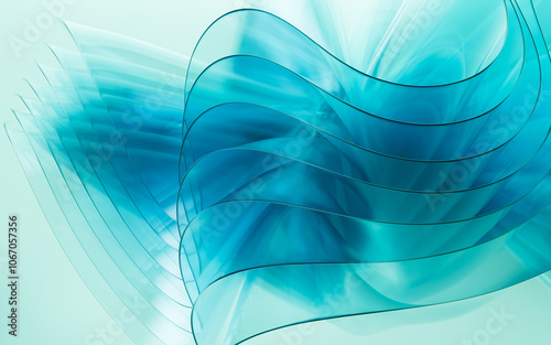 Fototapeta Naklejka Na Ścianę i Meble -  Cyan abstract glass background, 3d rendering.