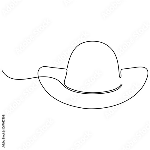 Single line continuous drawing of cowboy hat simple cowboy hat line art vector illustration photo