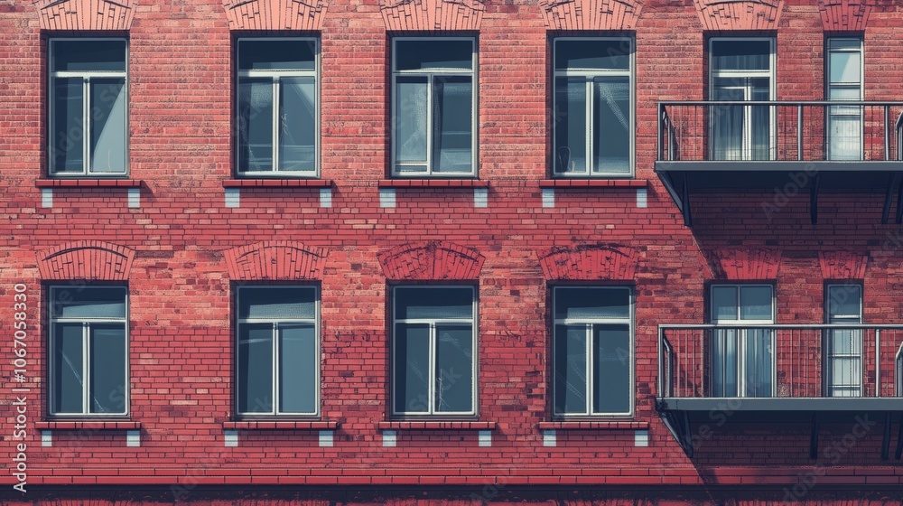 brick facade wall background with small windows, 16:9 brick facade wall background with small windows, 16:9