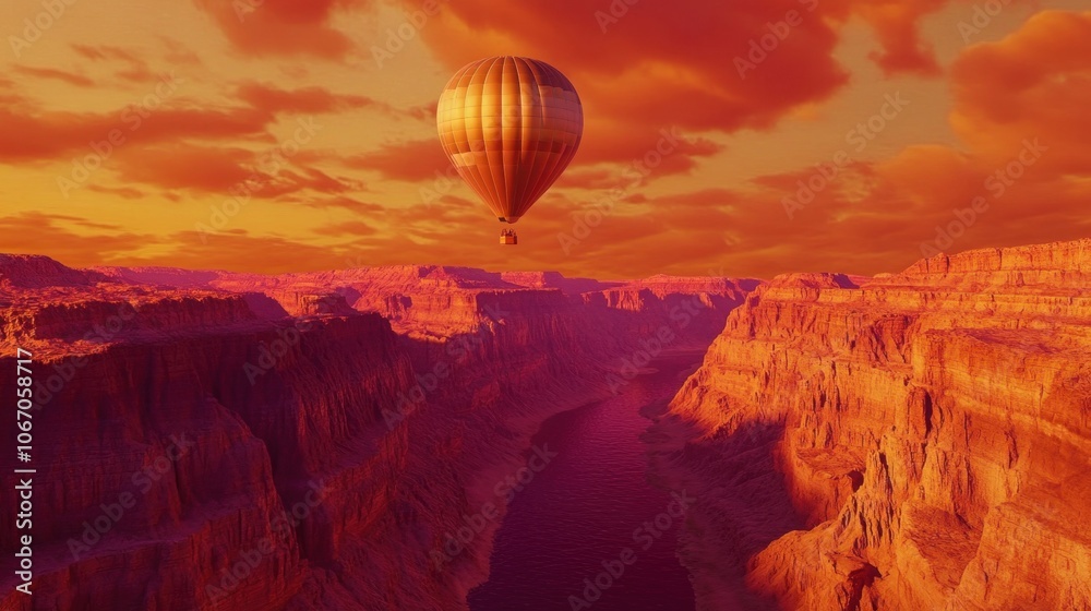Hot Air Balloon Over Grand Canyon at Sunset Hot Air Balloon Over Grand Canyon at Sunset