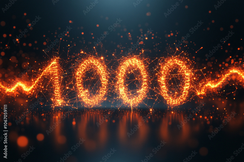 Connected digital particles forming a number Connected digital particles forming a number