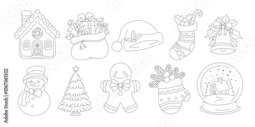 A Set of Christmas Doodle Illustration