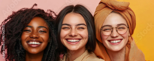 Portrait of Smiling Multiethnic Women with Natural Hair