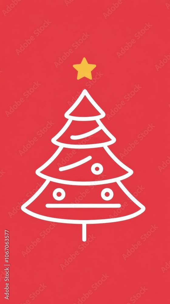 Christmas tree adorned with star, festive lights, green branches. Christmas tree adorned with star, festive lights, green branches.