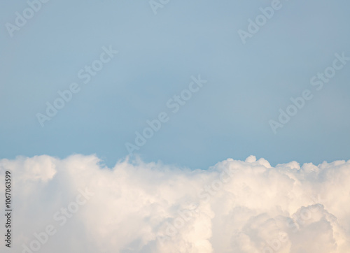 Fototapeta Naklejka Na Ścianę i Meble -  Surreal cloud podium outdoor on blue sky white soft puffy clouds with empty space.Beauty cosmetic product placement pedestal present promotion minimal display,summer paradise dreamy concept.