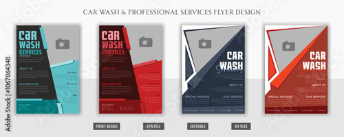 Car wash flyer design, professional templates bundles, corporate, real estate, roll up banner, business card, wash, rent, repair, maintenance, servicing, detailing, clean, shower, a4 print ready eps.