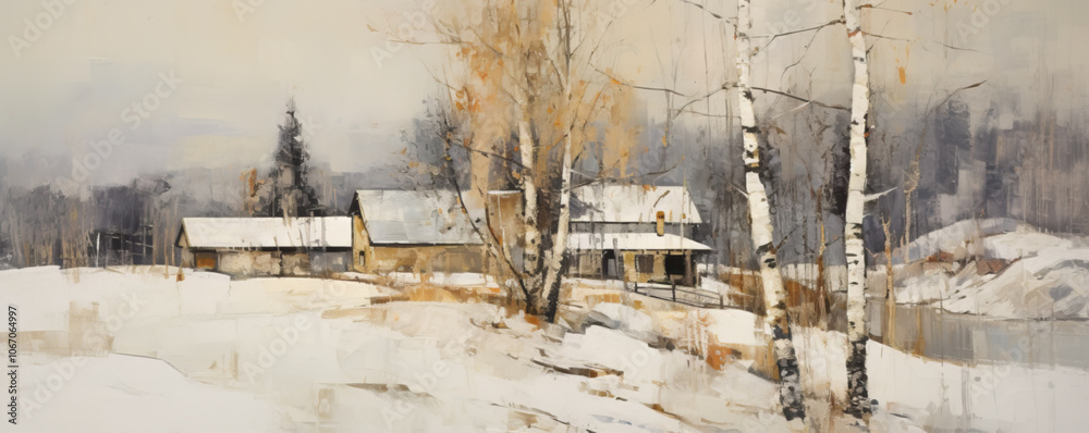 custom made wallpaper toronto digitalPeaceful Winter Landscape with Birch Trees and Snowy Path