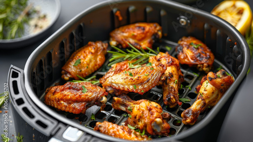 Grilled Chicken Wings in an Air Fryer with Fresh Herbs