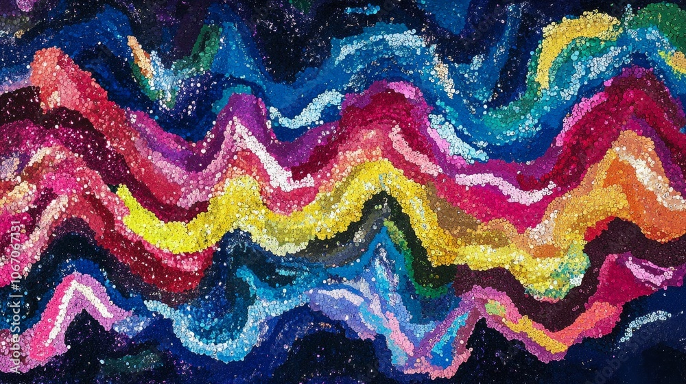 Colorful mountain painting with vibrant hues and abstract patterns. Colorful mountain painting with vibrant hues and abstract patterns.