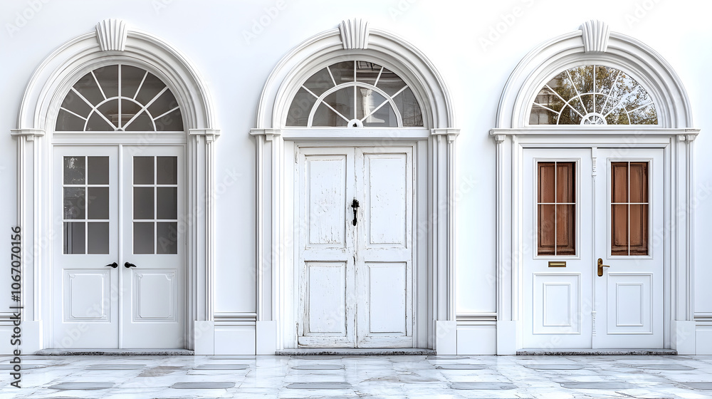 Beautifully Designed Ornate Archways,Doors,and Windows of a Stately Historic Building Facade with Elegant Architectural Details and Symmetrical Patterns Beautifully Designed Ornate Archways,Doors,and Windows of a Stately Historic Building Facade with Elegant Architectural Details and Symmetrical Patterns