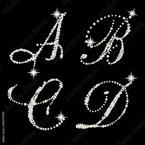 Capital Letters of English alphabet romantic with pearls photo