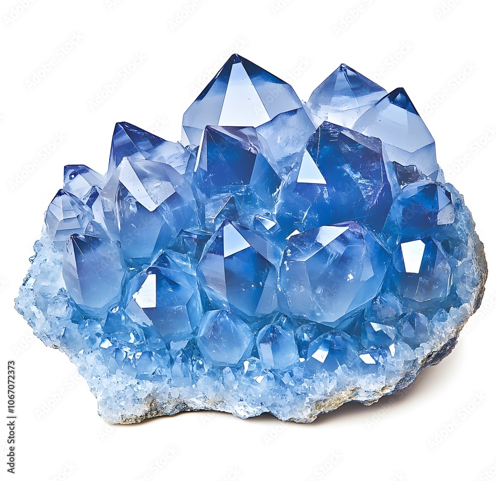 A Close-Up View of a Blue Crystal Cluster with Multiple Facets A Close-Up View of a Blue Crystal Cluster with Multiple Facets