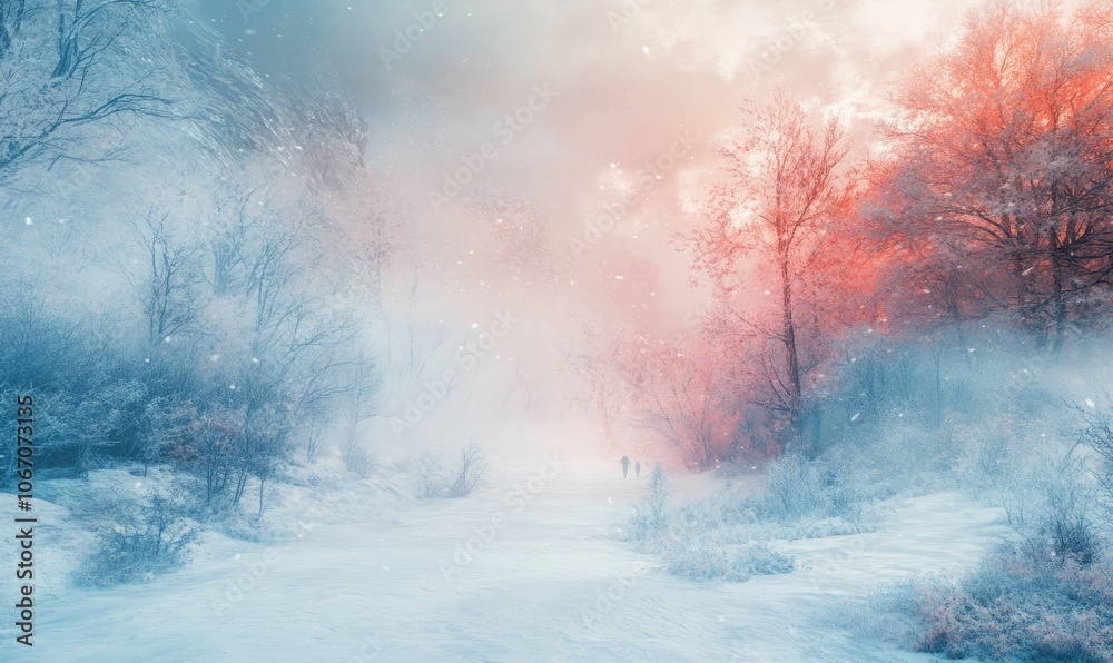 Heatmap of a winter landscape, with warm colors indicating human activity and cooler tones representing the cold, untouched snow Heatmap of a winter landscape, with warm colors indicating human activity and cooler tones representing the cold, untouched snow