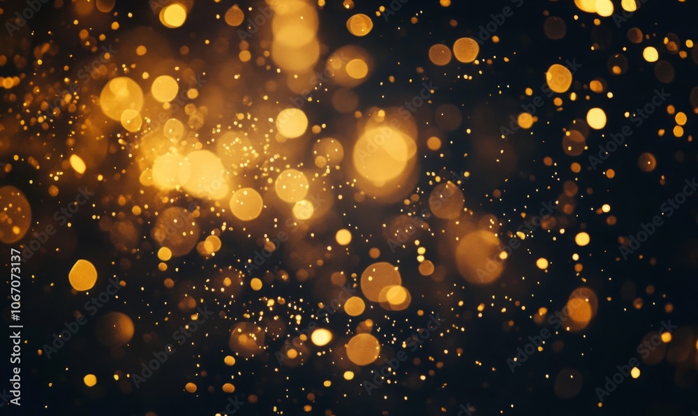 Golden bokeh lights shimmering in the dark for a magical holiday backdrop Golden bokeh lights shimmering in the dark for a magical holiday backdrop
