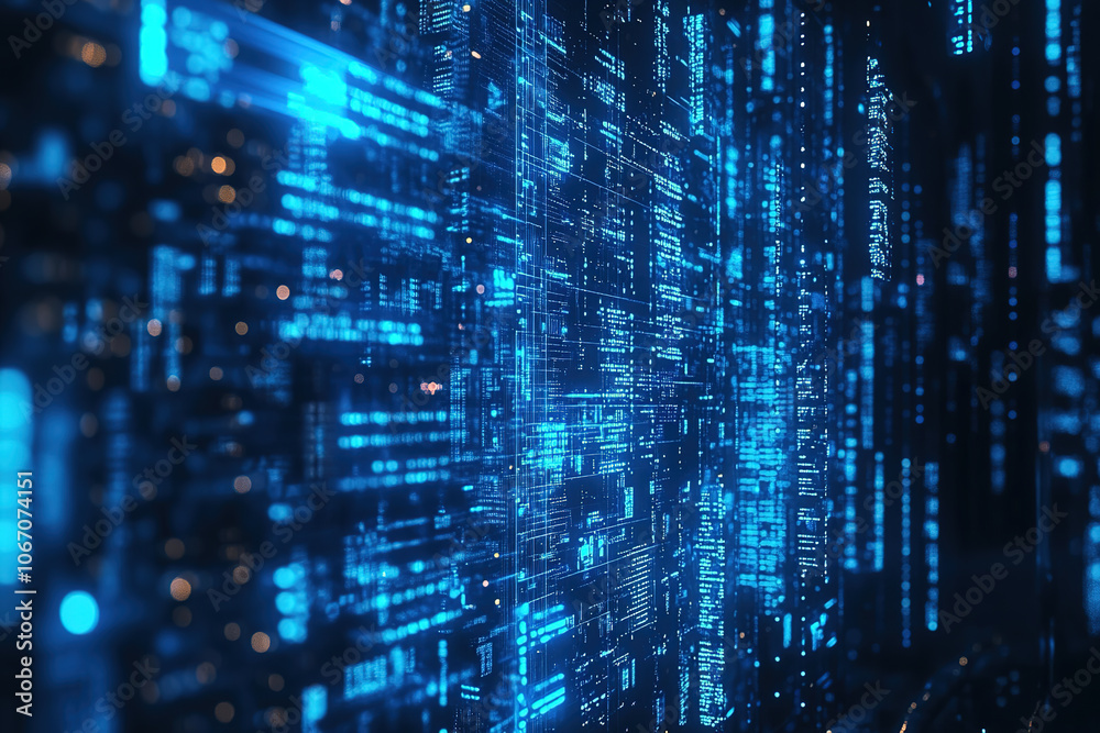 Color binary code data stream, big data concept background Color binary code data stream, big data concept background