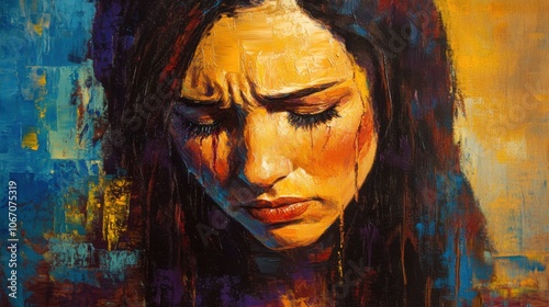 Emotional Portrait of a Woman in Abstract Colors