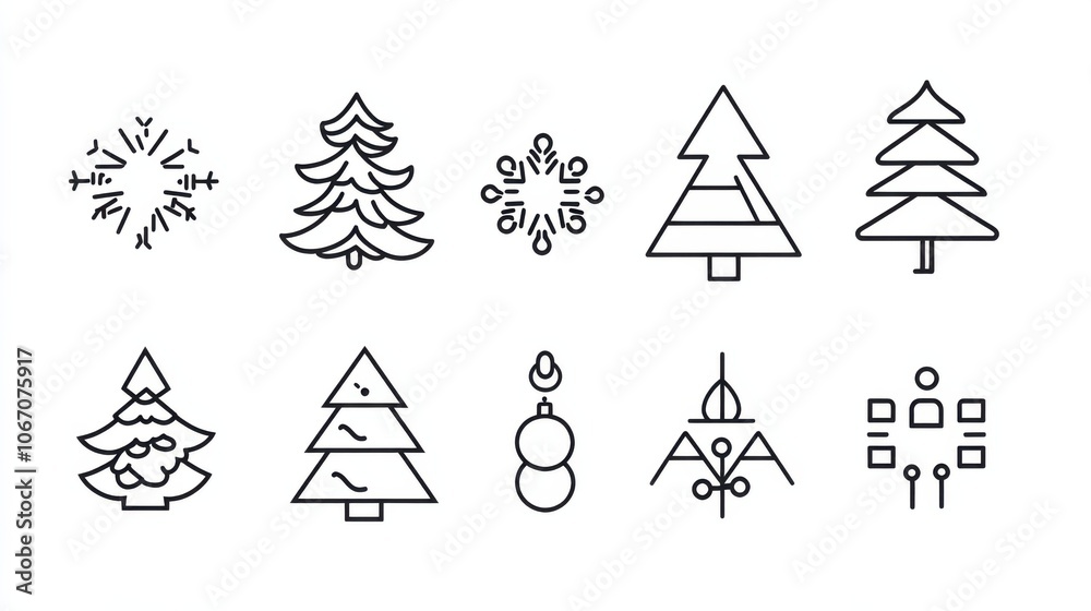 © Official - Simple Christmas Tree Icon Collection for Holiday Design © Official - Simple Christmas Tree Icon Collection for Holiday Design