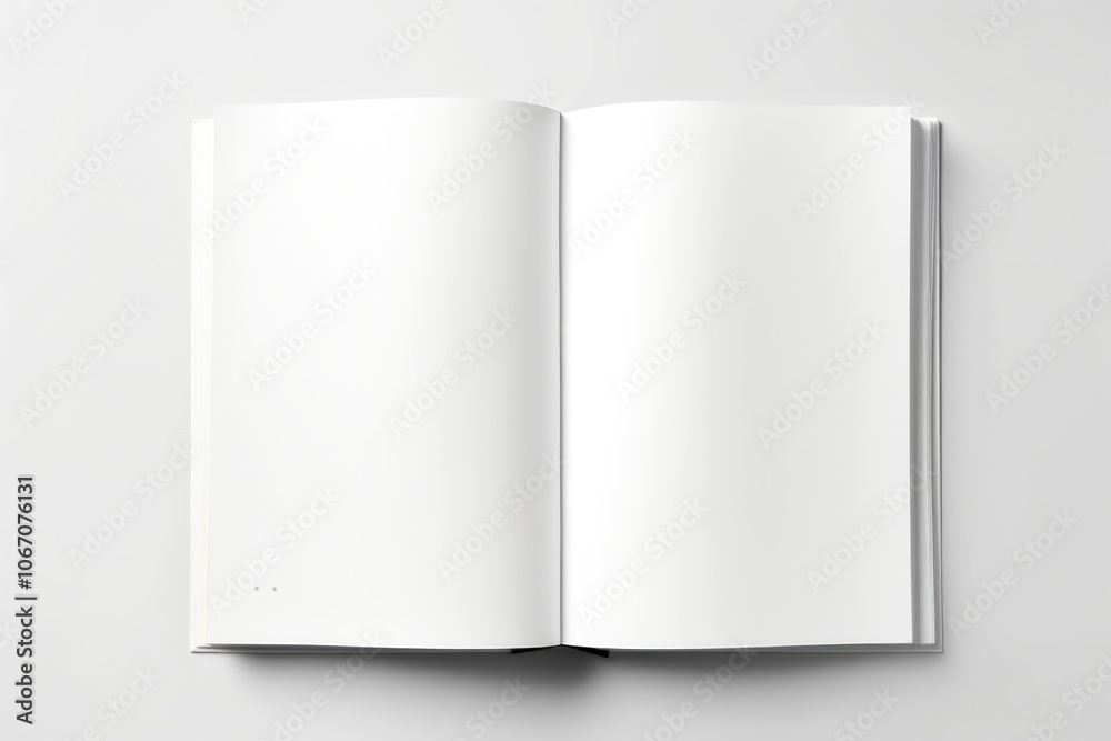Blank opened book publication paper white. Blank opened book publication paper white.