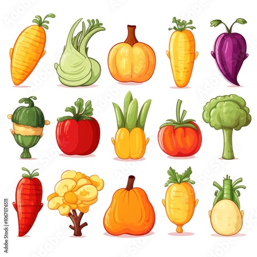 Colorful assortment of fresh vegetables illustration for culinary inspiration