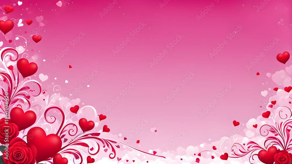 Valentine's day concept wallpaper, Valentine's day background, Valentine's day illustration, red heart, pink heart, ai generated Valentine's day concept wallpaper, Valentine's day background, Valentine's day illustration, red heart, pink heart, ai generated