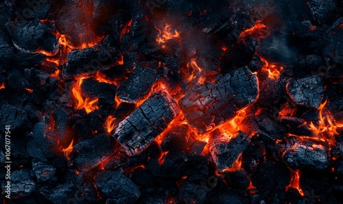 Intense Flames and Burning Fire with Embers on Dark Background