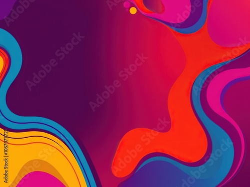 Colorful abstract background with geometric shapes and fluid lines, fluid