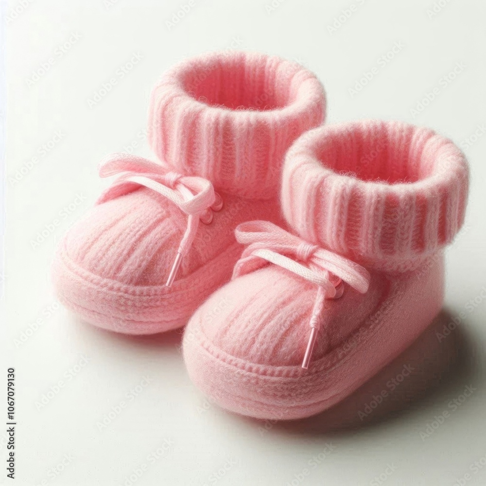 Blue and pink baby booties, baby booties on white background. AI generated. Blue and pink baby booties, baby booties on white background. AI generated.