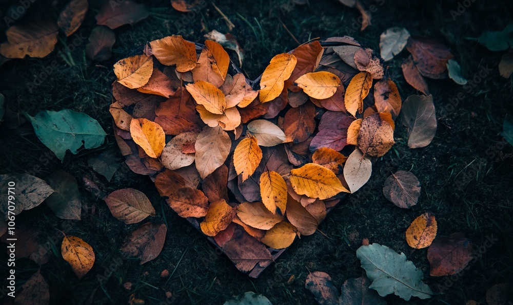 Heart made from autumn leaves Heart made from autumn leaves