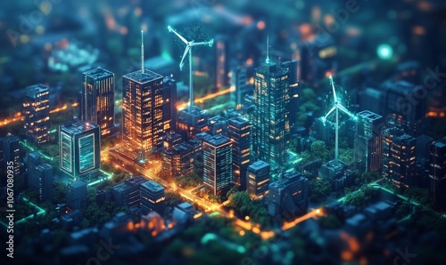 An innovative green tech concept showcasing sustainable technology usage with eco-friendly devices and renewable energy solutions for a cleaner environment