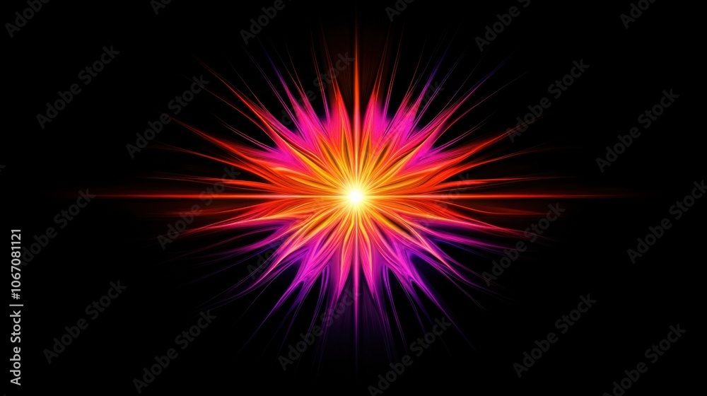 Vibrant Abstract Starburst Pattern on Black Background Vibrant Abstract Starburst Pattern on Black Background