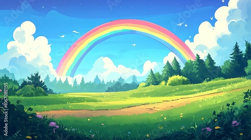 A cartoonish drawing of a rainbow.