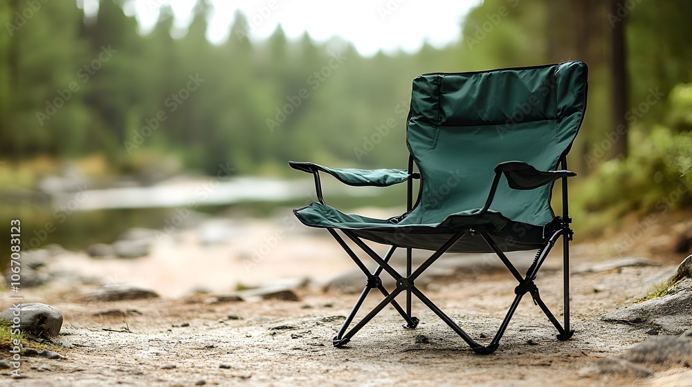 Cozy camping chair placed in a serene forest setting,surrounded by lush greenery and natural landscapes,offering a peaceful moment of solitude and relaxation for the adventurer or nature enthusiast. Cozy camping chair placed in a serene forest setting,surrounded by lush greenery and natural landscapes,offering a peaceful moment of solitude and relaxation for the adventurer or nature enthusiast.