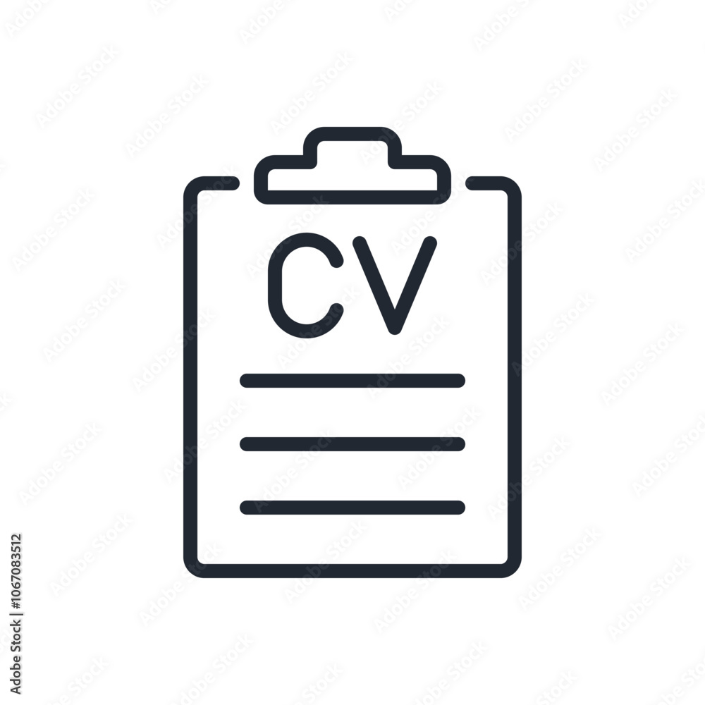 Curriculum vitae document editable stroke outline icon isolated on white background flat vector illustration. Pixel perfect. 64 x 64. Curriculum vitae document editable stroke outline icon isolated on white background flat vector illustration. Pixel perfect. 64 x 64.
