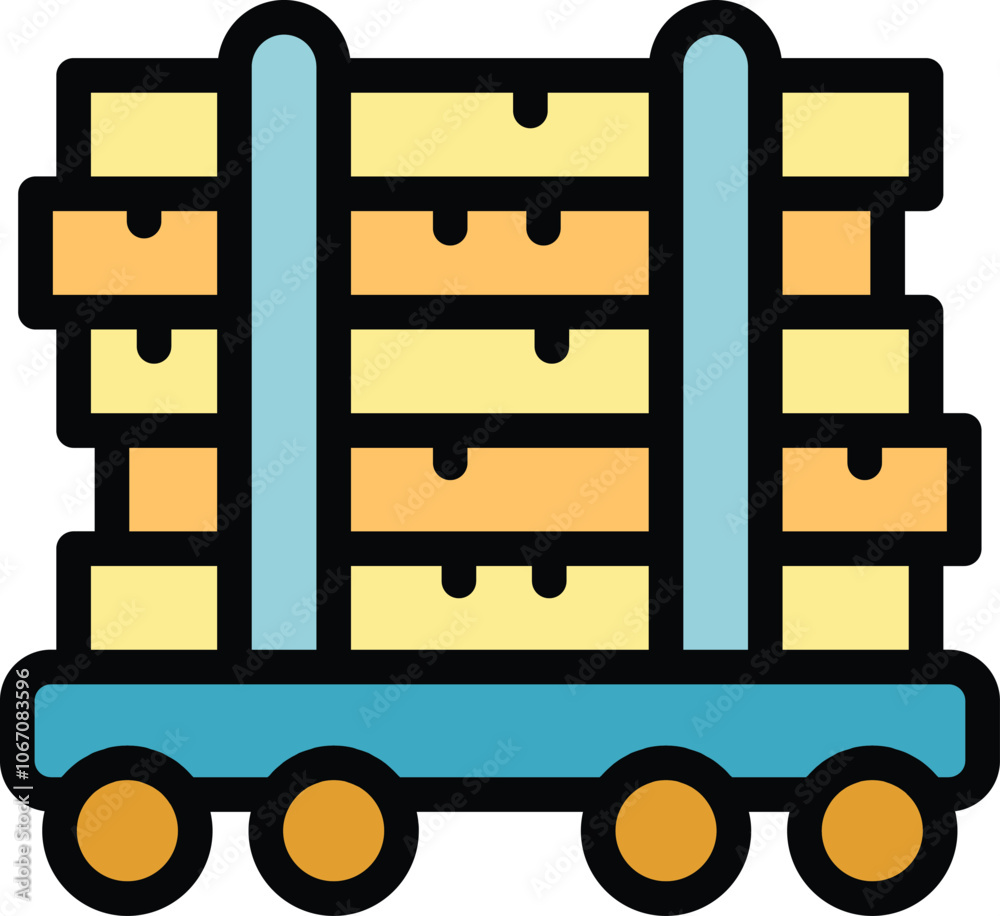 Warehouse cart carrying stacked cardboard boxes, delivering goods in a storage facility Warehouse cart carrying stacked cardboard boxes, delivering goods in a storage facility