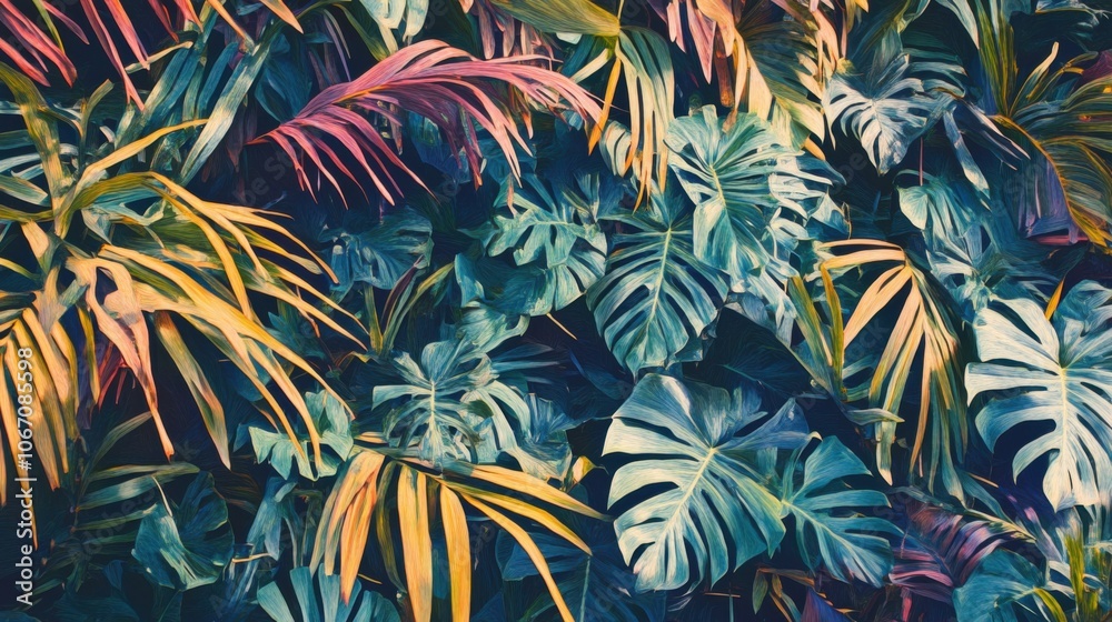 Fototapeta Vibrant Tropical Leaf Patterns for Nature Themes