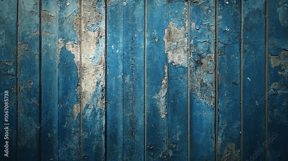 Weathered blue wooden planks with peeling paint, close-up. Weathered blue wooden planks with peeling paint, close-up.