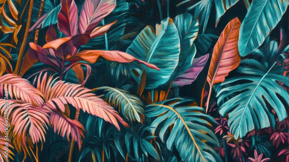 Vibrant Tropical Foliage with Colorful Leaves Vibrant Tropical Foliage with Colorful Leaves