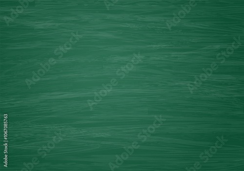 Green chalkboard background. Blackboard with traces of chalk. School grunge texture of board for classroom. Empty dirty chalkboard. Slate backdrop. Vector illustration.