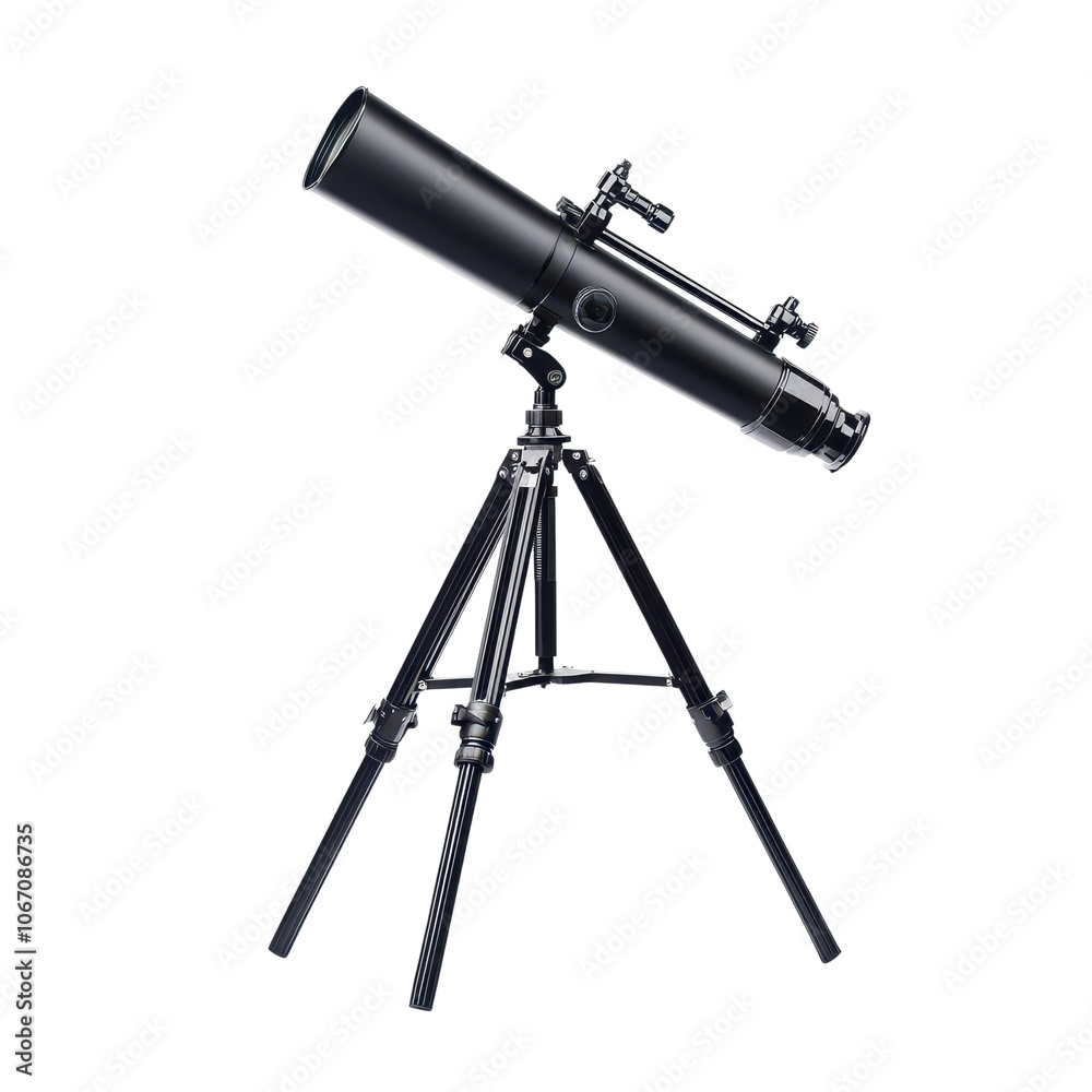 Telescope on a tripod, ideal for stargazing and astronomy enthusiasts, white isolate background. Telescope on a tripod, ideal for stargazing and astronomy enthusiasts, white isolate background.