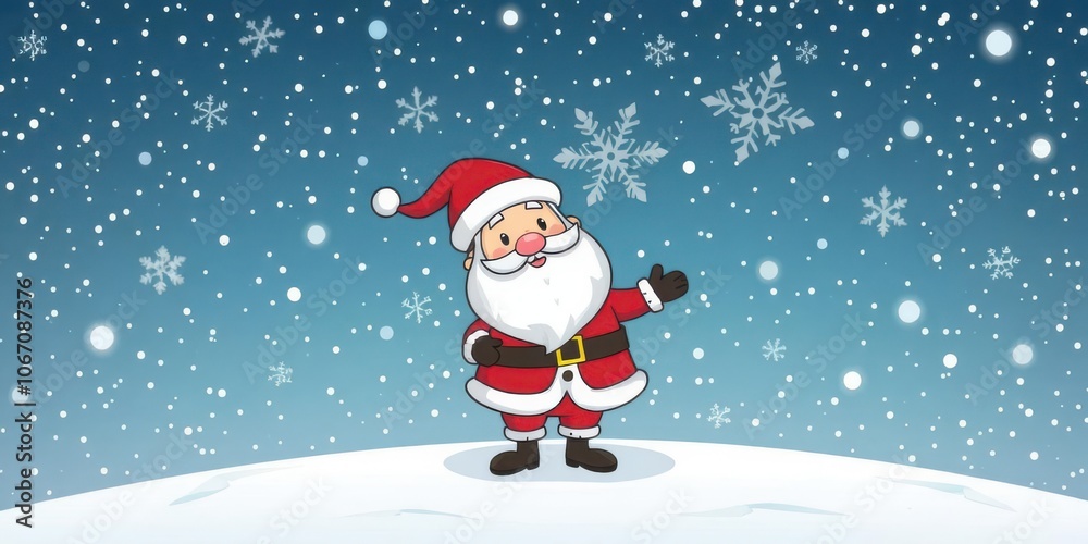 Snowflake Santa Claus Xmas cartoon icon illustration symbol graphic with snowy background, Xmas Snowflake Santa Claus Xmas cartoon icon illustration symbol graphic with snowy background, Xmas