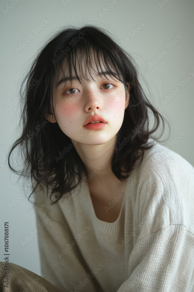 natural beauty portrait of young asian woman with soft lighting and casual style natural beauty portrait of young asian woman with soft lighting and casual style