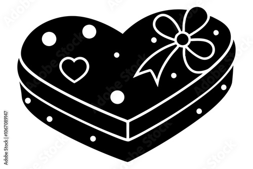 Heart-shaped reward box with romantic Valentine's Day decorations, pink and red hearts, ribbons, on a white background, clipart style, expressing love and attraction