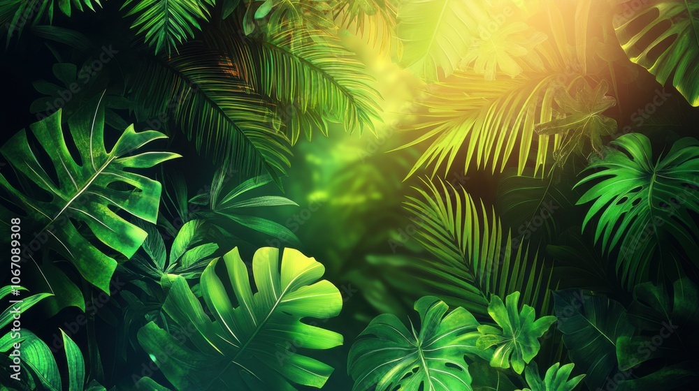 Lush Green Tropical Leaves Abstract Background Lush Green Tropical Leaves Abstract Background